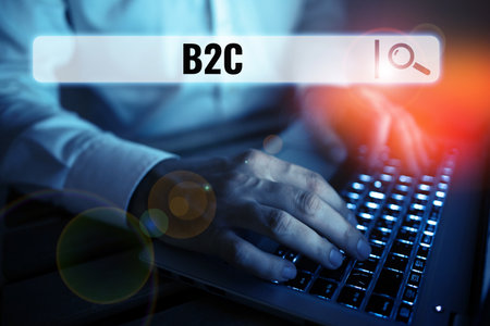 Text sign showing B2C. Business showcase Transactions conducted directly between a company and consumersの写真素材