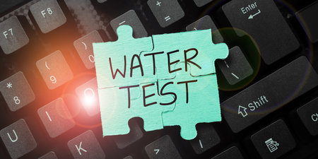 Text sign showing Water Test. Business overview Sampling of various liquid streams and analysis of their qualityの写真素材