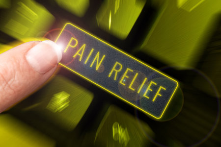 Text caption presenting Pain Relief. Business concept Drugs or other methods of reducing or getting rid of painの写真素材