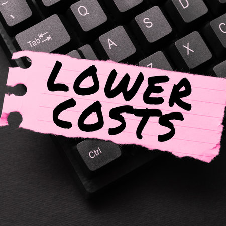 Handwriting text Lower Costs. Business approach the business sets low price to enhance the product...