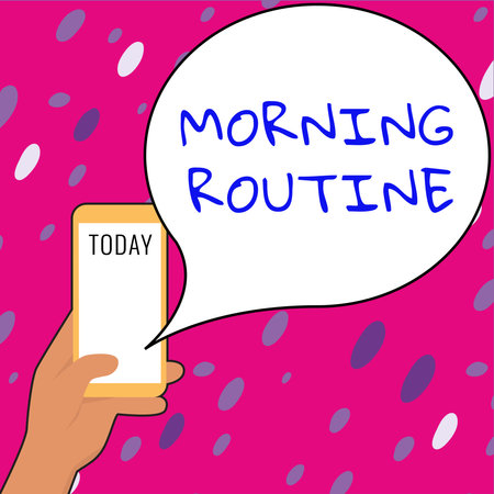 Handwriting text Morning Routine. Business overview initiation of consumer interest or inquiry into productの写真素材