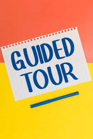 Inspiration showing sign Guided Tour. Business overview advice or information aimed at resolving problem or difficultyの写真素材