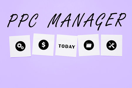 Text caption presenting Ppc Manager. Business concept which advertisers pay fee each time one of their ads is clickedの写真素材
