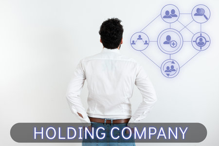 Conceptual display Holding Company. Word for stocks property and other financial assets in someones possessionの写真素材