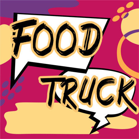 Conceptual display Food Truck. Business showcase a large vehicle with facilities for cooking and selling foodの写真素材