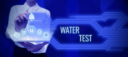 Text caption presenting Water Test. Conceptual photo Sampling of various liquid streams and analysis of their qualityの写真素材