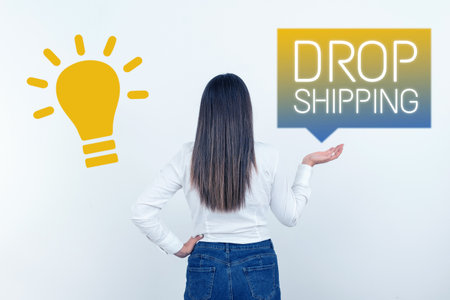 Hand writing sign Drop Shipping. Business overview to send goods from a manufacturer directly to a customer instead of to the retailerの写真素材