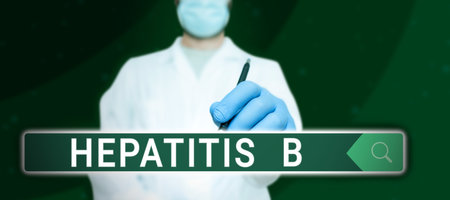 Handwriting text Hepatitis B. Word Written on Severe form of viral hepatitis transmitted in infected bloodの写真素材