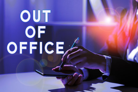 Handwriting text Out Of Office. Business approach Outside the job Nobody in business Break Leisure Relax timeの写真素材