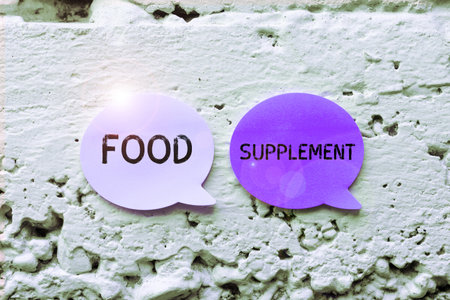 Sign displaying Food Supplement. Business idea Conditions and practices that preserve the quality of foodの写真素材