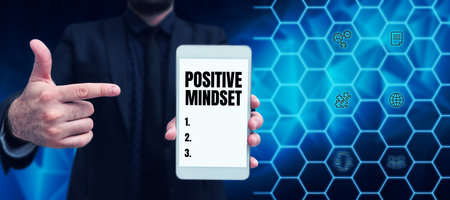 Conceptual display Positive Mindset. Internet Concept mental and emotional attitude that focuses on bright sideの写真素材