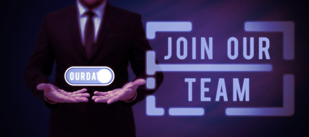 Inspiration showing sign Join Our Team. Word Written on Allied Associate Work with us New Employee Hired Enlistの写真素材