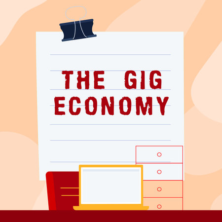 Handwriting text The Gig Economy. Business showcase Market of Short-term contracts freelance work temporaryの写真素材