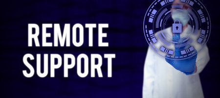 Text sign showing Remote Support. Word Written on help end-users to solve computer problems and...