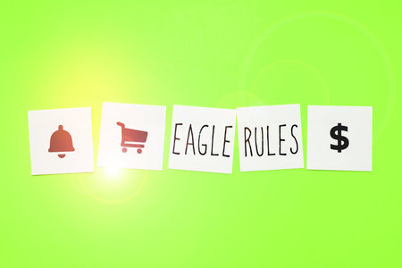 Writing displaying text Eagle Rules. Word Written on a huge set of design rules which your layout...
