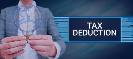 Text caption presenting Tax Deduction. Business approach amount subtracted from income before calculating tax oweの写真素材