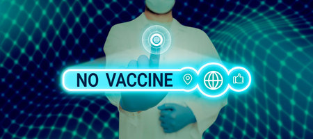 Text sign showing No Vaccine. Business showcase not provided of immunity against one or several diseasesの写真素材