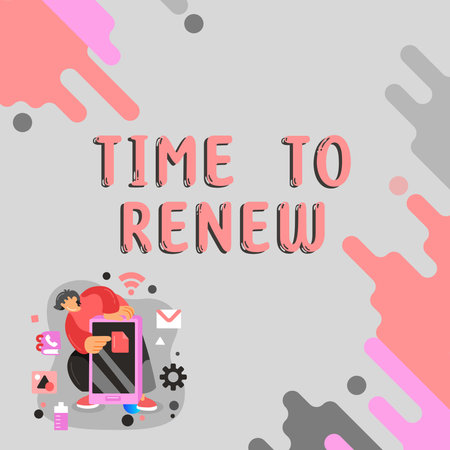Text sign showing Time To Renew. Conceptual photo Continue the insurance acquired Life and property protectionの写真素材