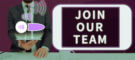 Writing displaying text Join Our Team. Business concept Allied Associate Work with us New Employee Hired Enlistの写真素材