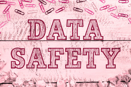 Writing displaying text Data Safety. Business showcase concerns protecting data against loss by ensuring safe storageの写真素材