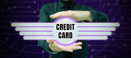Handwriting text Credit Card. Business idea card that allows you to borrow money against a line of creditの写真素材