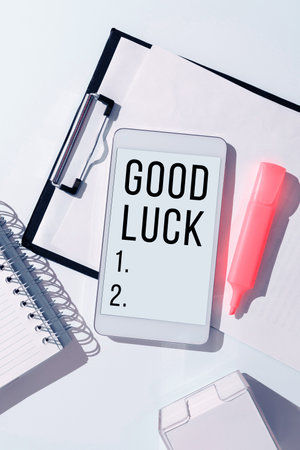 Writing displaying text Good Luck. Business approach A positive fortune or a happy outcome that a person can haveの写真素材