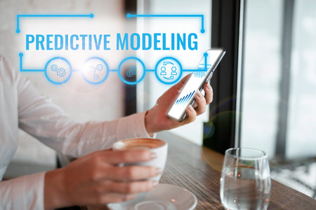 Sign displaying Predictive Modeling. Business showcase maintenance strategy driven by predictive...