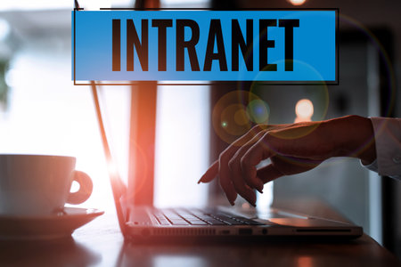 Handwriting text Intranet. Business approach local or restricted communications network especially private oneの写真素材