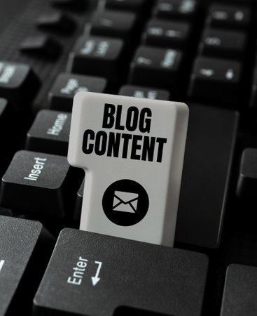 Text sign showing Blog Content. Concept meaning Posts on one continuous streaming page or individual pagesの写真素材