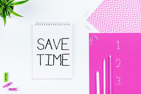 Conceptual display Save Time. Business showcase to do something more efficiently such that less time is requiredの写真素材
