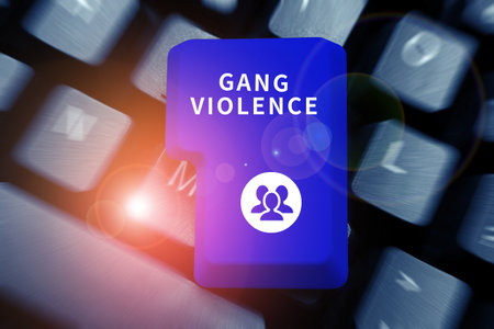 Text showing inspiration Gang Violence. Business showcase infringement of the laws caused by group...