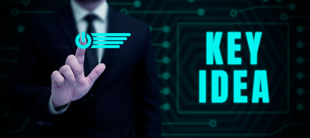 Writing displaying text Key Idea. Business concept Exceptional or vital thought or suggestion...