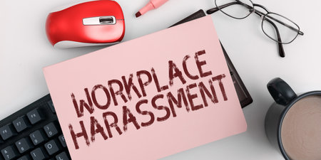 Text sign showing Workplace Harassment. Word for Different race gender age sexual orientation of workersの写真素材