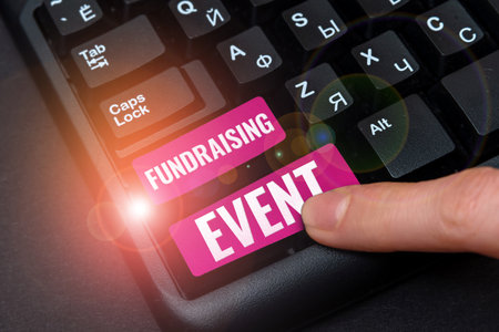 Text caption presenting Fundraising Event. Business overview campaign whose purpose is to raise money for a causeの写真素材