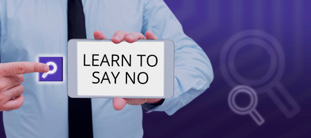 Text caption presenting Learn To Say No. Concept meaning dont hesitate tell that you dont or want doing somethingの写真素材