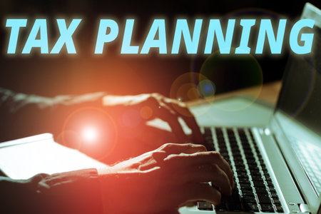 Writing displaying text Tax Planning. Word Written on analysis of financial situation or plan from a tax perspectiveの写真素材
