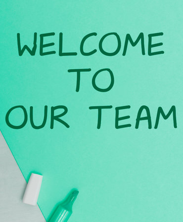 Text sign showing Welcome To Our Team. Internet Concept introducing another person to your team matesの写真素材