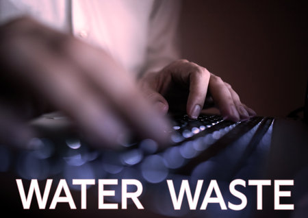 Conceptual caption Water Waste. Conceptual photo liquid that has been used as part of an industrial processの写真素材