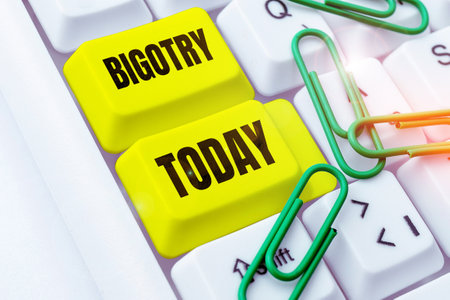 Inspiration showing sign Bigotry. Conceptual photo obstinate or intolerant devotion to ones own opinions and prejudicesの写真素材