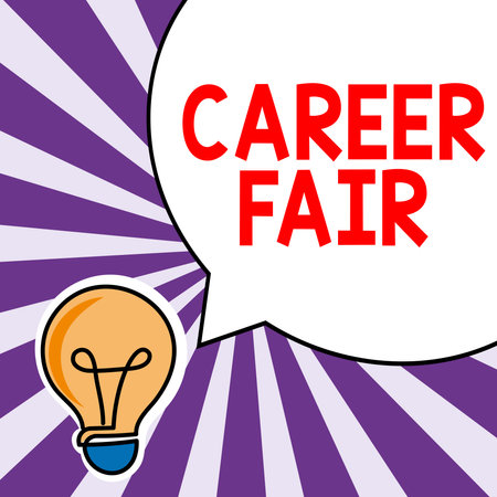 Text sign showing Career Fair. Business approach an event at which job seekers can meet possible employersの写真素材