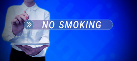 Conceptual display No Smoking. Business showcase using tobacco is forbiden in this placeの写真素材