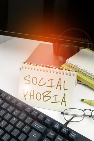 Sign displaying Social Phobia. Business approach overwhelming fear of social situations that are distressingの写真素材