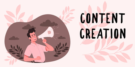 Hand writing sign Content Creation. Business concept contribution of information to any digital mediaの写真素材