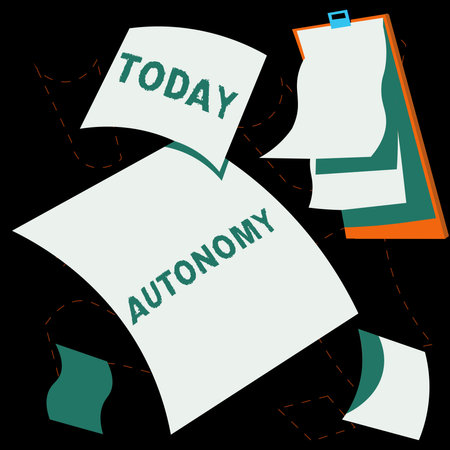 Text showing inspiration Autonomy. Concept meaning vehicle that can guide itself without human...