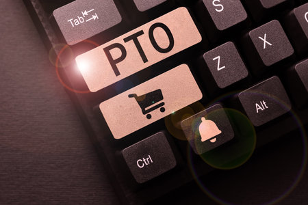 Hand writing sign Pto. Business idea Employer grants compensation for personal leave holidays