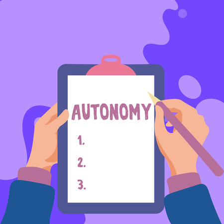 Text sign showing Autonomy. Business idea vehicle that can guide itself without human conduction