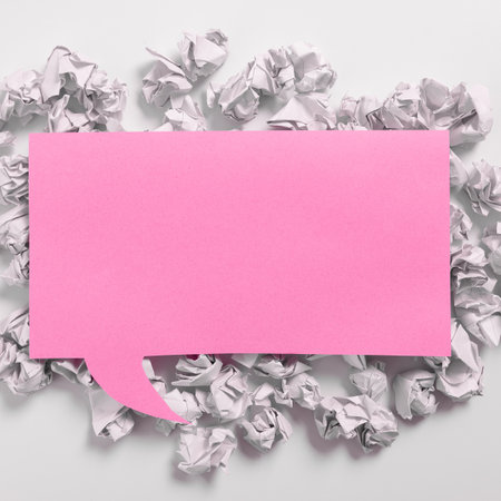 Important Messages On One Sticky Pink Note On Desk With Paper Wraps. Crutial Informations On Memos...