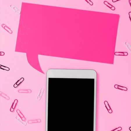 Important Message Presented On Phone On Desk With paperclips, Paper. Crutial Information Shown On...