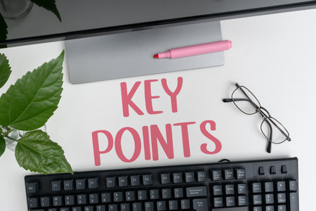 Text showing inspiration Key Points. Business showcase most important piece of information that is...