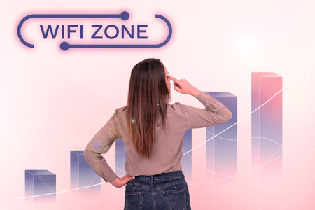 Conceptual display Wifi Zone. Word Written on provide wireless high-speed Internet and network connectionsの写真素材